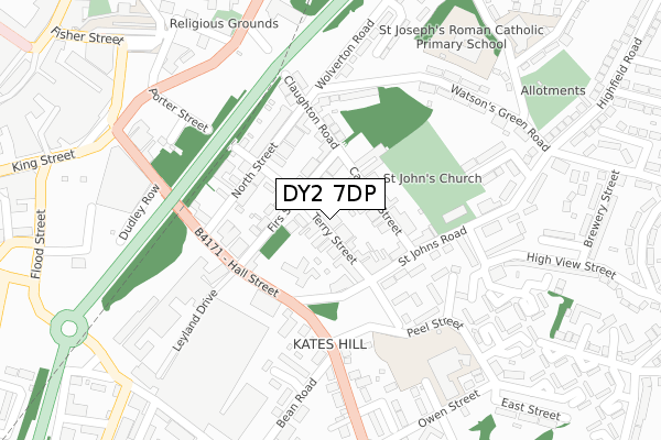 DY2 7DP map - large scale - OS Open Zoomstack (Ordnance Survey)