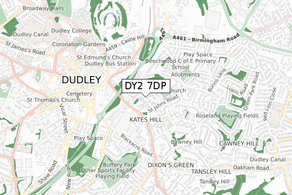 DY2 7DP map - small scale - OS Open Zoomstack (Ordnance Survey)