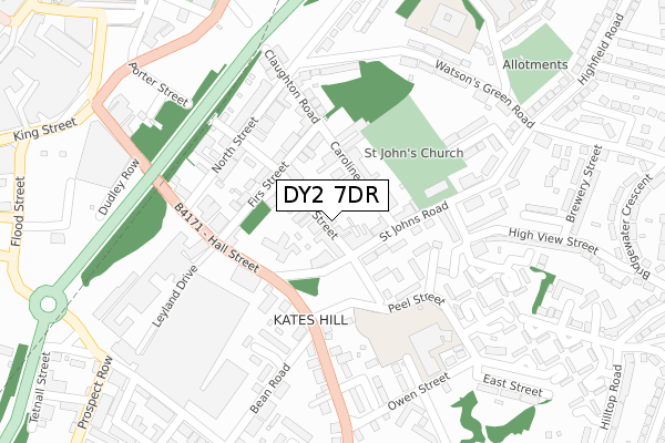 DY2 7DR map - large scale - OS Open Zoomstack (Ordnance Survey)