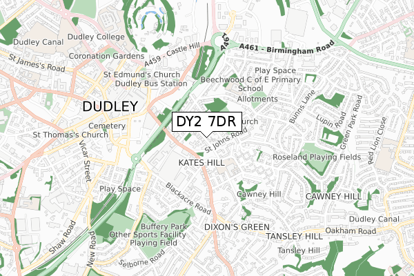 DY2 7DR map - small scale - OS Open Zoomstack (Ordnance Survey)