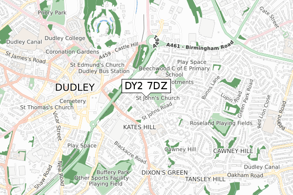 DY2 7DZ map - small scale - OS Open Zoomstack (Ordnance Survey)