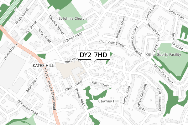 DY2 7HD map - large scale - OS Open Zoomstack (Ordnance Survey)