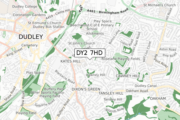 DY2 7HD map - small scale - OS Open Zoomstack (Ordnance Survey)