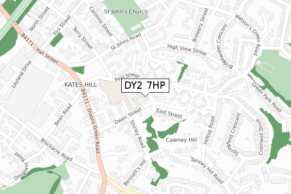 DY2 7HP map - large scale - OS Open Zoomstack (Ordnance Survey)