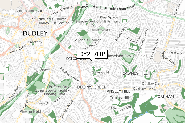 DY2 7HP map - small scale - OS Open Zoomstack (Ordnance Survey)