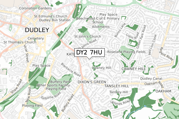 DY2 7HU map - small scale - OS Open Zoomstack (Ordnance Survey)