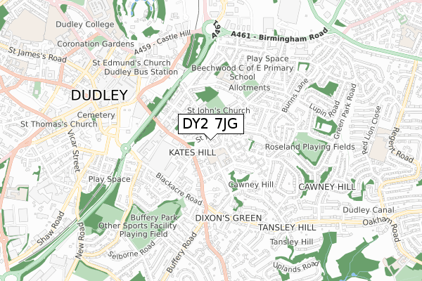 DY2 7JG map - small scale - OS Open Zoomstack (Ordnance Survey)