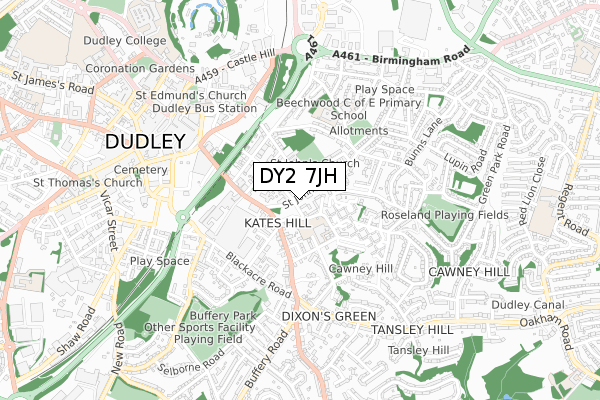 DY2 7JH map - small scale - OS Open Zoomstack (Ordnance Survey)