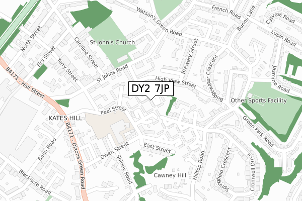 DY2 7JP map - large scale - OS Open Zoomstack (Ordnance Survey)