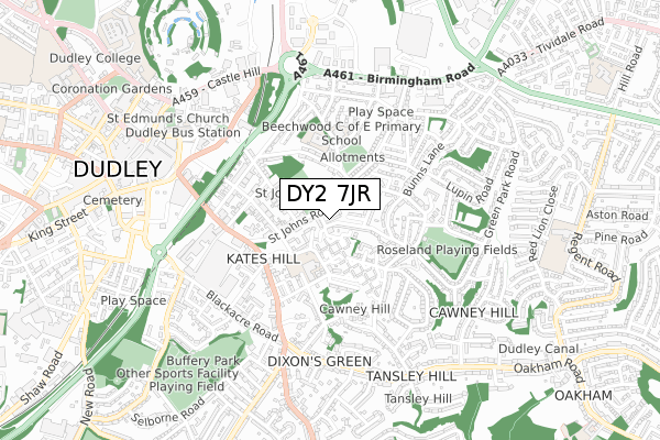 DY2 7JR map - small scale - OS Open Zoomstack (Ordnance Survey)