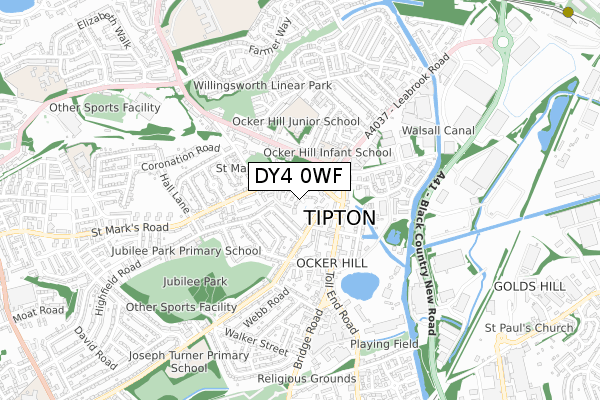 DY4 0WF map - small scale - OS Open Zoomstack (Ordnance Survey)