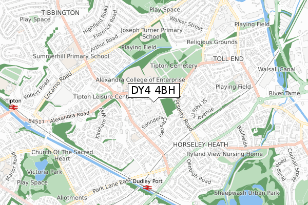 DY4 4BH map - small scale - OS Open Zoomstack (Ordnance Survey)