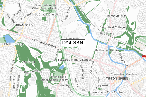 DY4 8BN map - small scale - OS Open Zoomstack (Ordnance Survey)