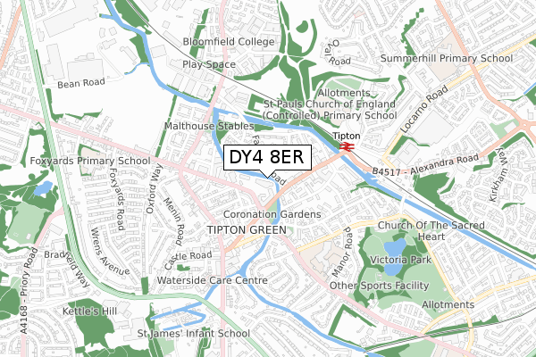 DY4 8ER map - small scale - OS Open Zoomstack (Ordnance Survey)