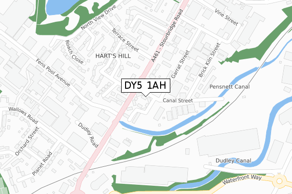 DY5 1AH map - large scale - OS Open Zoomstack (Ordnance Survey)