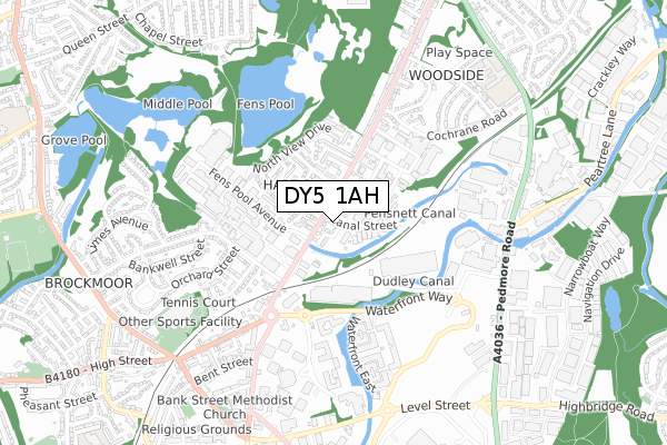 DY5 1AH map - small scale - OS Open Zoomstack (Ordnance Survey)
