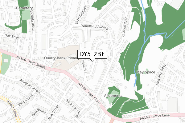 DY5 2BF map - large scale - OS Open Zoomstack (Ordnance Survey)