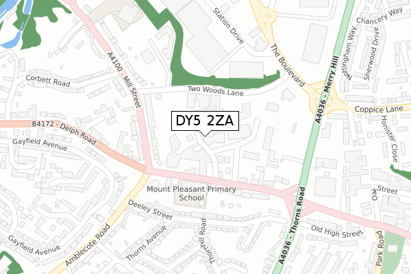 DY5 2ZA map - large scale - OS Open Zoomstack (Ordnance Survey)