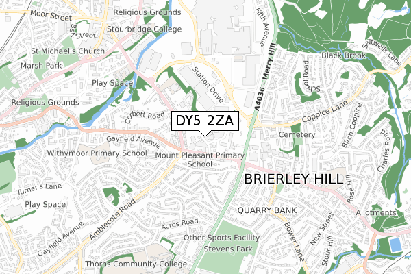 DY5 2ZA map - small scale - OS Open Zoomstack (Ordnance Survey)