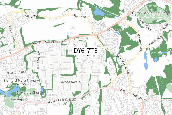 DY6 7TB map - small scale - OS Open Zoomstack (Ordnance Survey)