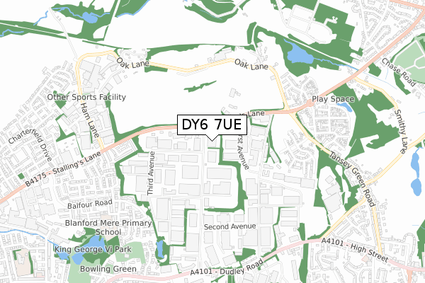 DY6 7UE map - small scale - OS Open Zoomstack (Ordnance Survey)