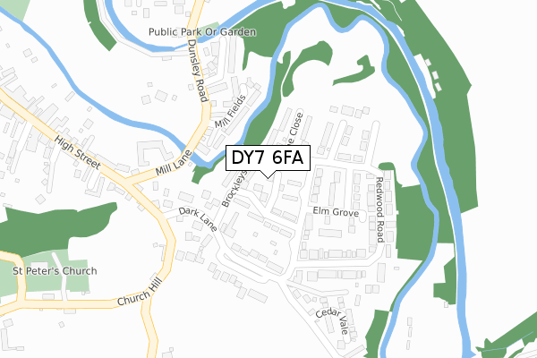 DY7 6FA map - large scale - OS Open Zoomstack (Ordnance Survey)