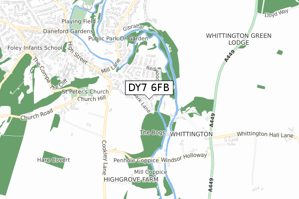 DY7 6FB map - small scale - OS Open Zoomstack (Ordnance Survey)