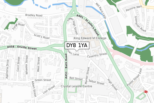 DY8 1YA map - large scale - OS Open Zoomstack (Ordnance Survey) DY8 1YA map - large scale - OS Open Zoomstack (Ordnance Survey)