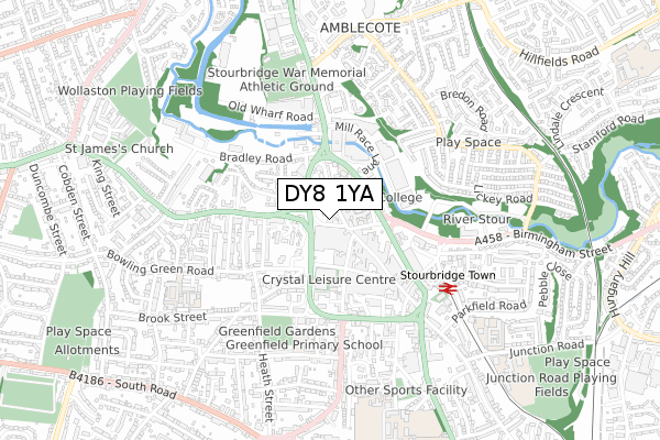 DY8 1YA map - small scale - OS Open Zoomstack (Ordnance Survey) DY8 1YA map - small scale - OS Open Zoomstack (Ordnance Survey)