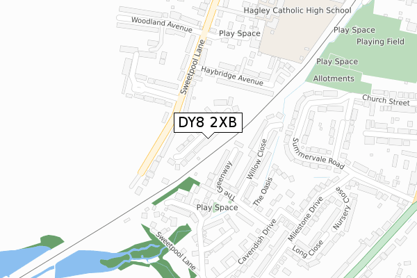 DY8 2XB map - large scale - OS Open Zoomstack (Ordnance Survey)