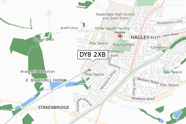 DY8 2XB map - small scale - OS Open Zoomstack (Ordnance Survey)