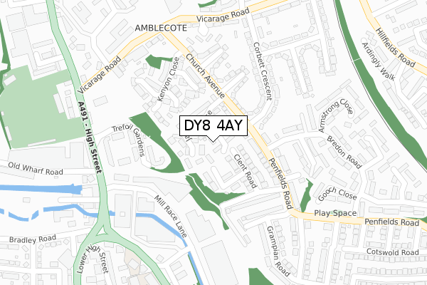DY8 4AY map - large scale - OS Open Zoomstack (Ordnance Survey)