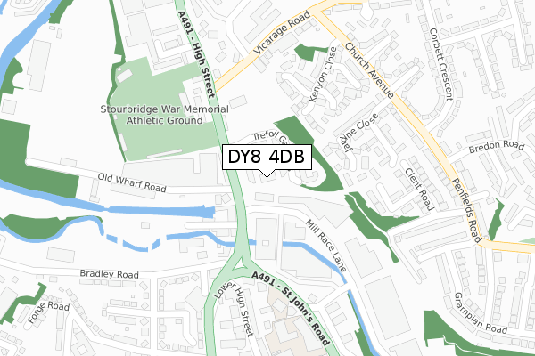 DY8 4DB map - large scale - OS Open Zoomstack (Ordnance Survey)