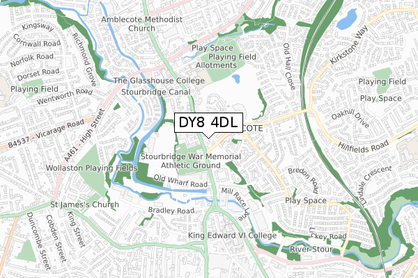 DY8 4DL map - small scale - OS Open Zoomstack (Ordnance Survey)