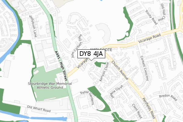 DY8 4JA map - large scale - OS Open Zoomstack (Ordnance Survey)