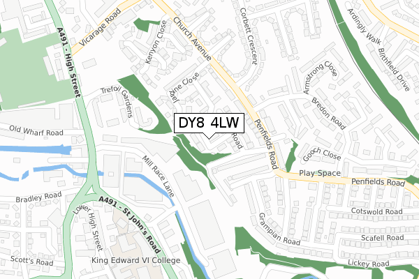 DY8 4LW map - large scale - OS Open Zoomstack (Ordnance Survey)