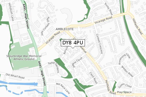 DY8 4PU map - large scale - OS Open Zoomstack (Ordnance Survey)