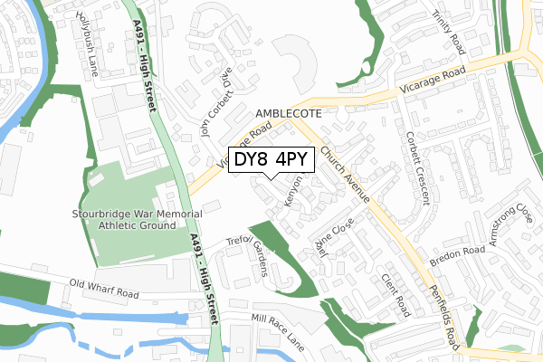 DY8 4PY map - large scale - OS Open Zoomstack (Ordnance Survey)