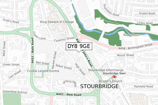 DY8 9GE map - large scale - OS Open Zoomstack (Ordnance Survey)
