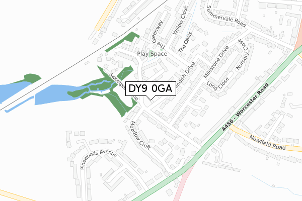 DY9 0GA map - large scale - OS Open Zoomstack (Ordnance Survey)