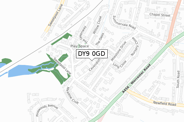 DY9 0GD map - large scale - OS Open Zoomstack (Ordnance Survey)