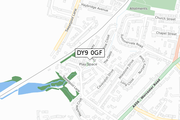 DY9 0GF map - large scale - OS Open Zoomstack (Ordnance Survey)
