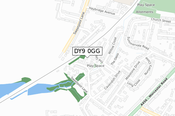 DY9 0GG map - large scale - OS Open Zoomstack (Ordnance Survey)