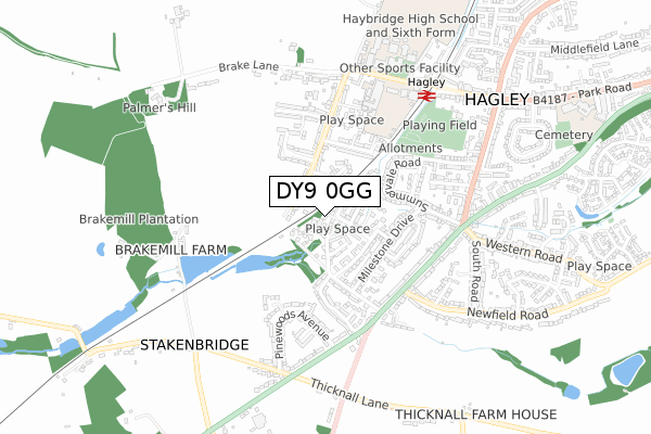 DY9 0GG map - small scale - OS Open Zoomstack (Ordnance Survey)