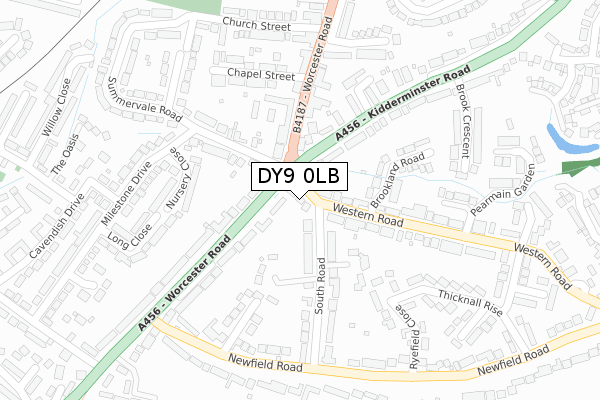 DY9 0LB map - large scale - OS Open Zoomstack (Ordnance Survey)