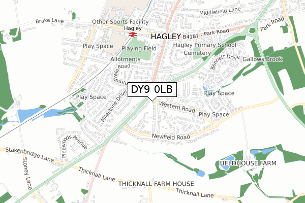 DY9 0LB map - small scale - OS Open Zoomstack (Ordnance Survey)