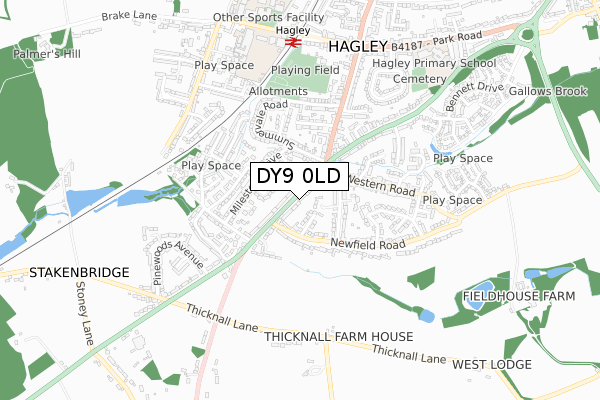 DY9 0LD map - small scale - OS Open Zoomstack (Ordnance Survey)