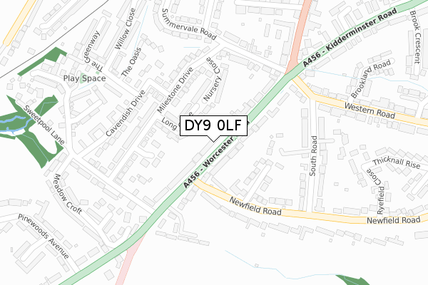 DY9 0LF map - large scale - OS Open Zoomstack (Ordnance Survey)