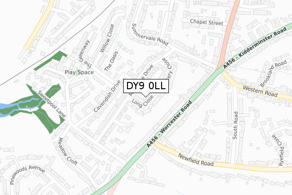 DY9 0LL map - large scale - OS Open Zoomstack (Ordnance Survey)