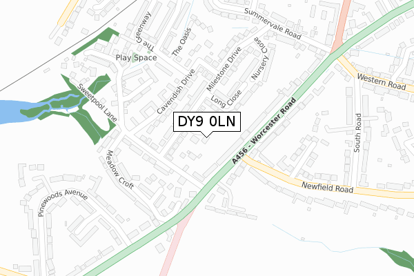 DY9 0LN map - large scale - OS Open Zoomstack (Ordnance Survey)